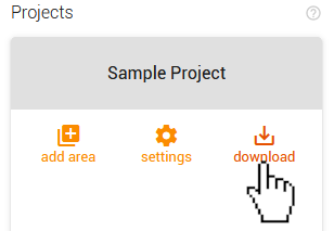 Image of clicking the download button in the project section of the control panel